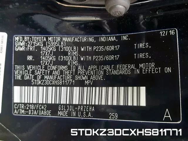 5TDKZ3DCXHS811771 фото 2