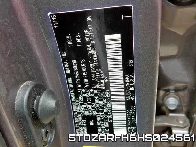 5TDZARFH6HS024561 фото 2