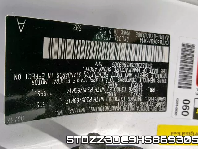 5TDZZ3DC9HS869305 фото 2