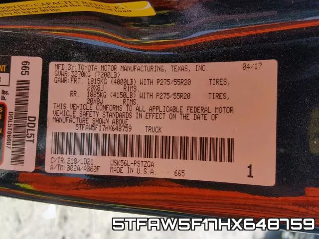 5TFAW5F17HX648759 фото 2