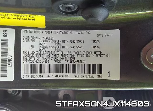 5TFAX5GN4JX114803 фото 9
