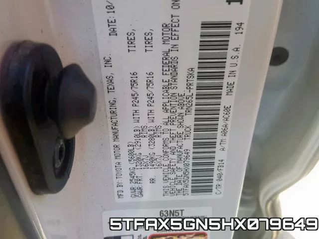 5TFAX5GN5HX079649 фото 2