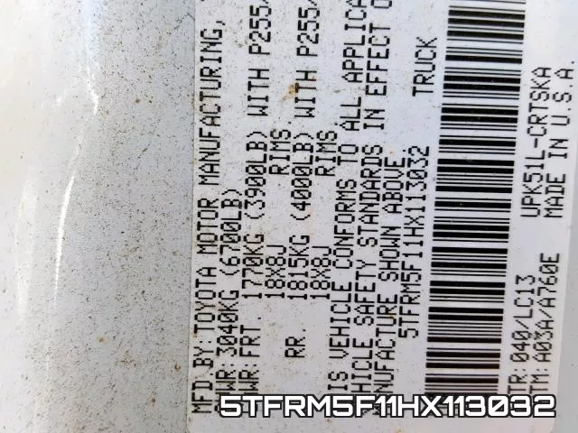 5TFRM5F11HX113032 фото 2