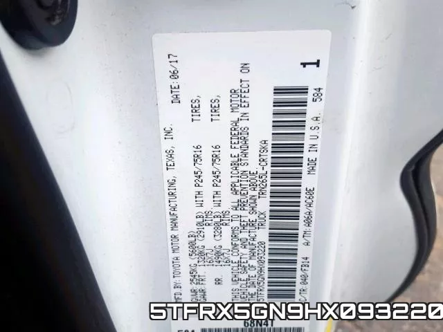 5TFRX5GN9HX093220 фото 2