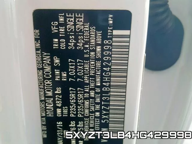 5XYZT3LB4HG429998 фото 2