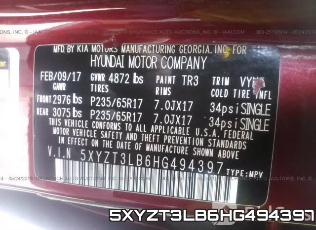 5XYZT3LB6HG494397 фото 10