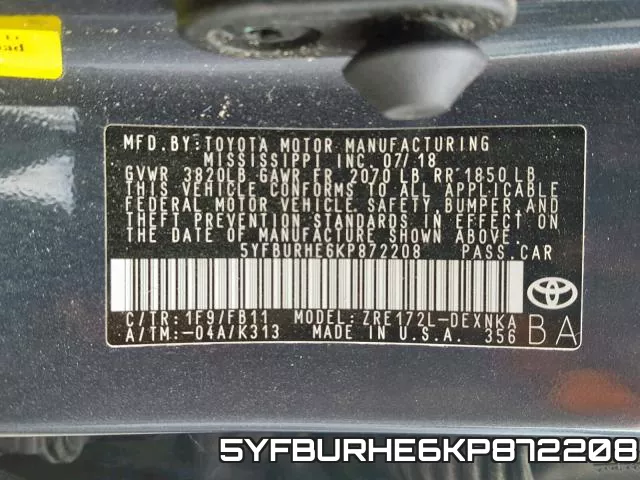 5YFBURHE6KP872208 фото 2