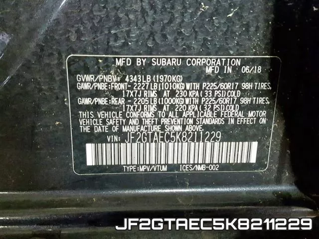 JF2GTAEC5K8211229 фото 2