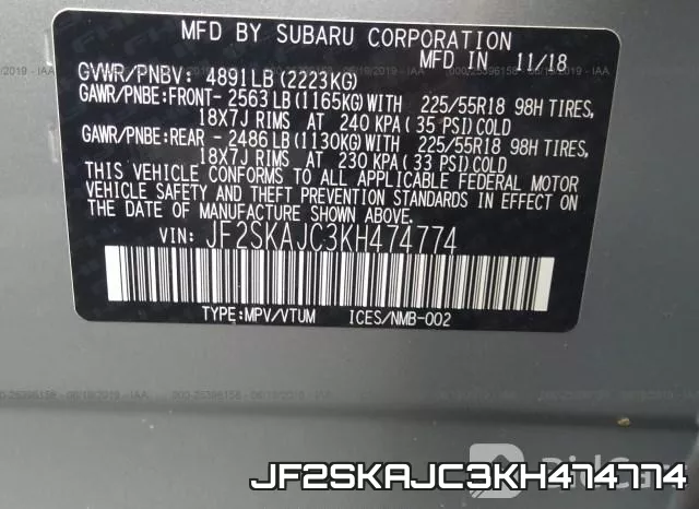 JF2SKAJC3KH474774 фото 10