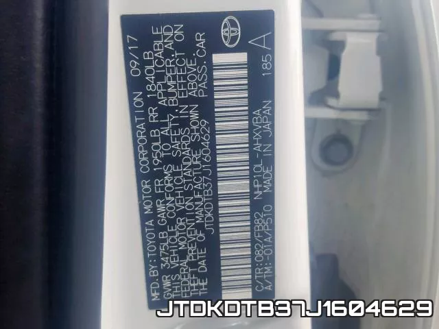 JTDKDTB37J1604629 фото 2