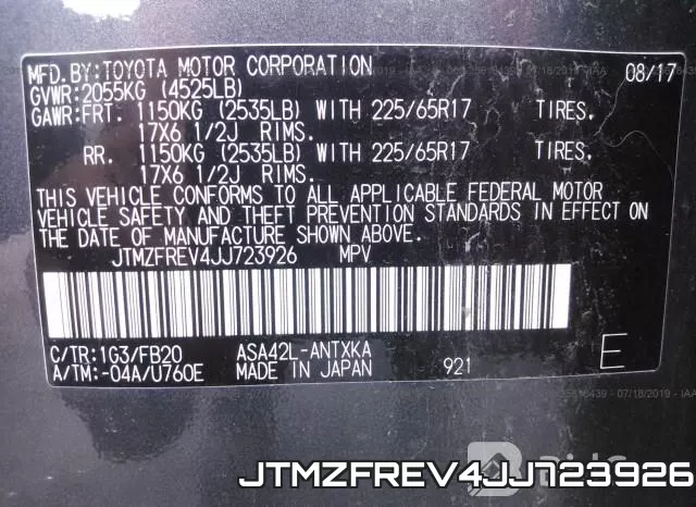 JTMZFREV4JJ723926 фото 10