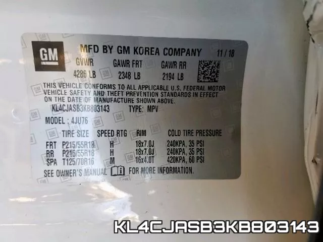 KL4CJASB3KB803143 фото 2
