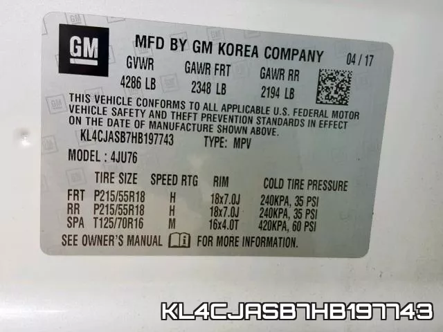 KL4CJASB7HB197743 фото 2