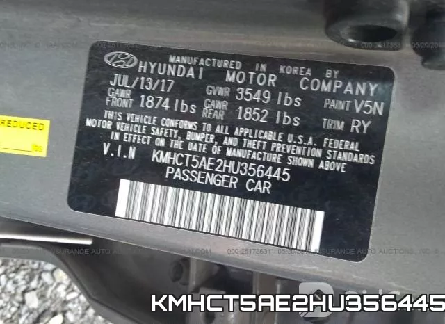 KMHCT5AE2HU356445 фото 10