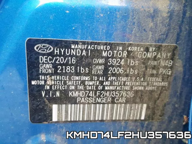 KMHD74LF2HU357636 фото 2