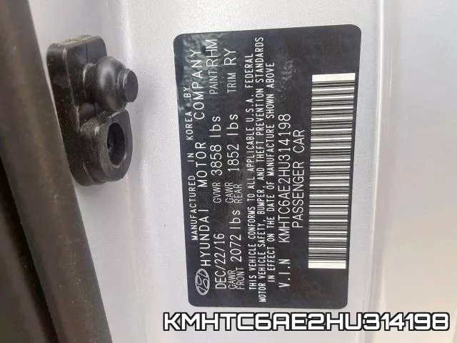 KMHTC6AE2HU314198 фото 2