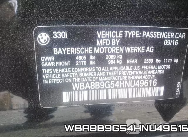 WBA8B9G54HNU49616 фото 10