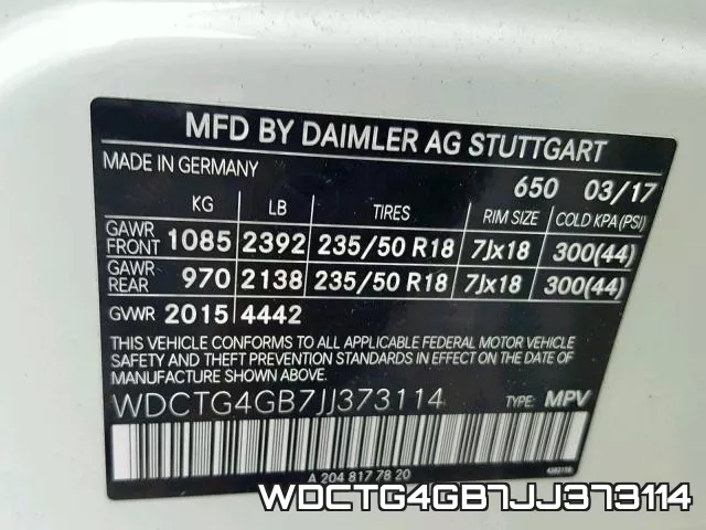 WDCTG4GB7JJ373114 фото 2