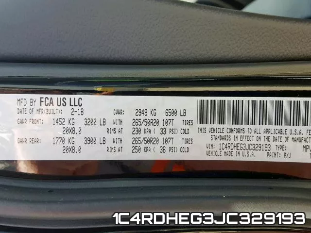 1C4RDHEG3JC329193 фото 2