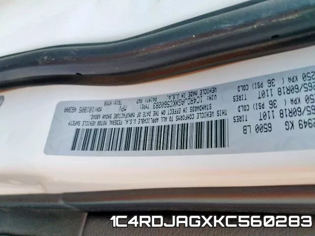 1C4RDJAGXKC560283 фото 2