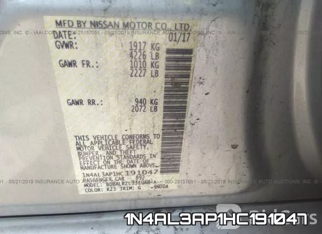 1N4AL3AP1HC191047 фото 10