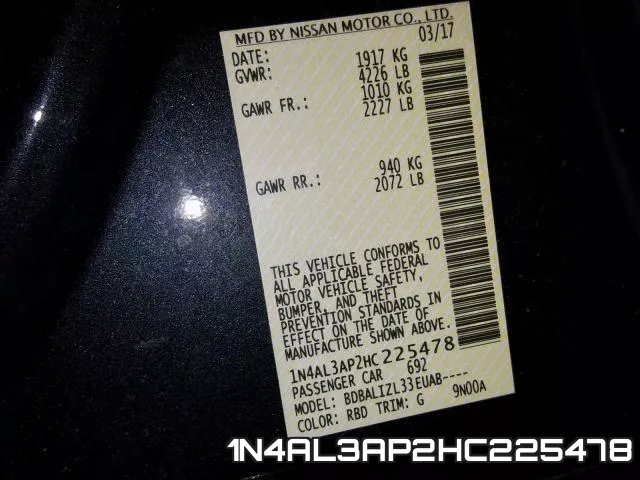 1N4AL3AP2HC225478 фото 2