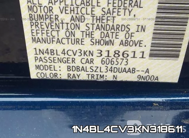 1N4BL4CV3KN318611 фото 10