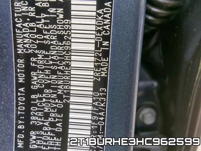 2T1BURHE3HC962599 фото 2