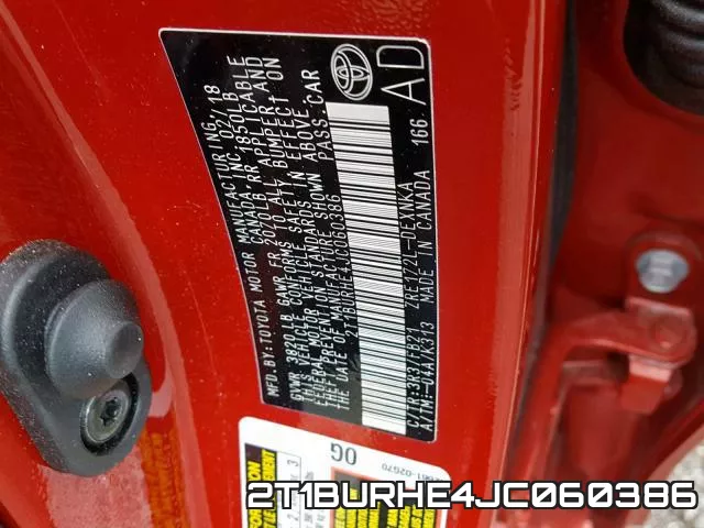 2T1BURHE4JC060386 фото 2