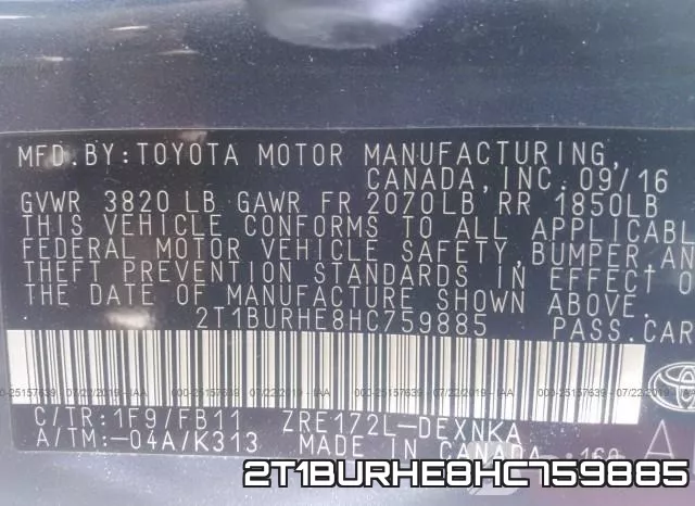 2T1BURHE8HC759885 фото 10