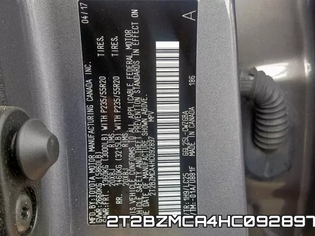 2T2BZMCA4HC092897 фото 2