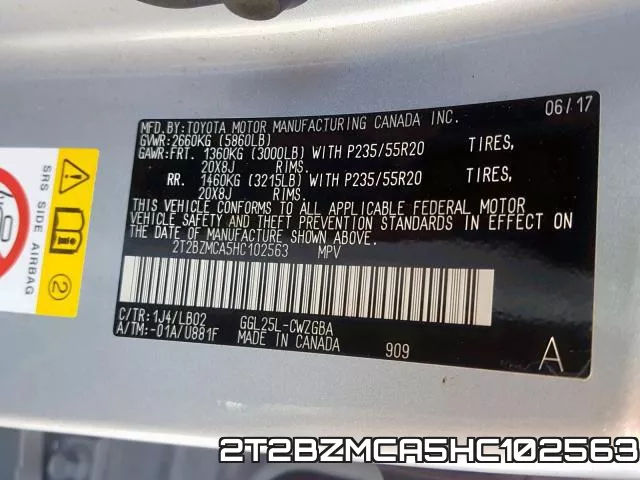 2T2BZMCA5HC102563 фото 2
