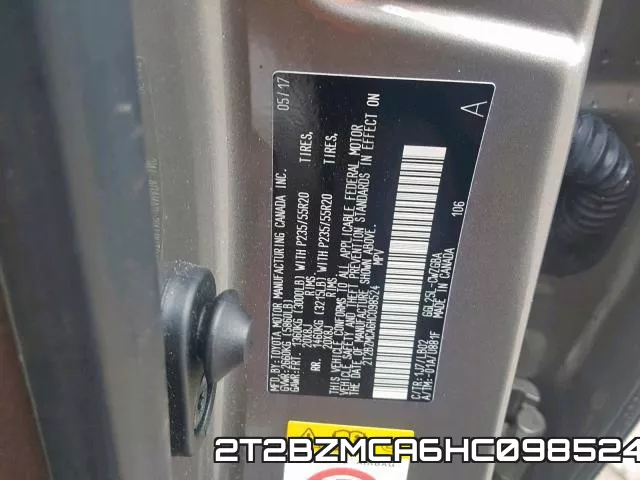 2T2BZMCA6HC098524 фото 2