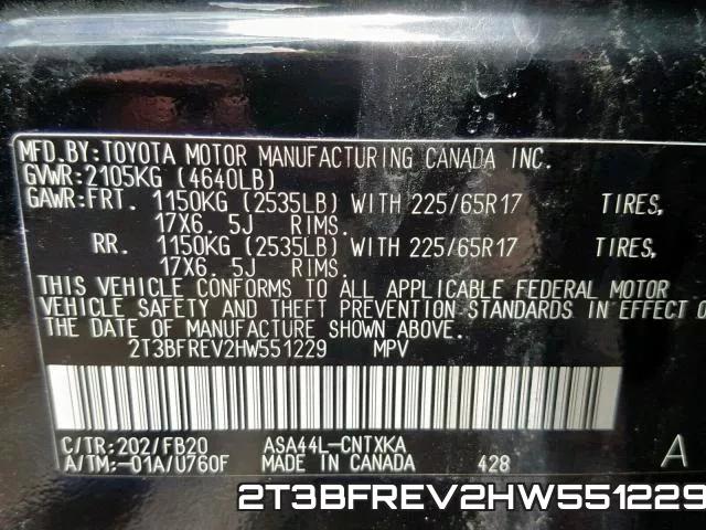 2T3BFREV2HW551229 фото 2