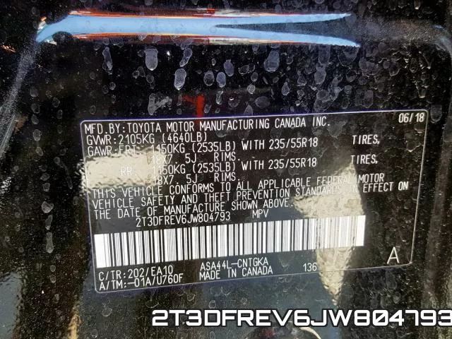2T3DFREV6JW804793 фото 2