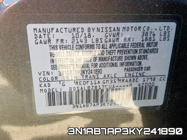 3N1AB7AP3KY241890 фото 2