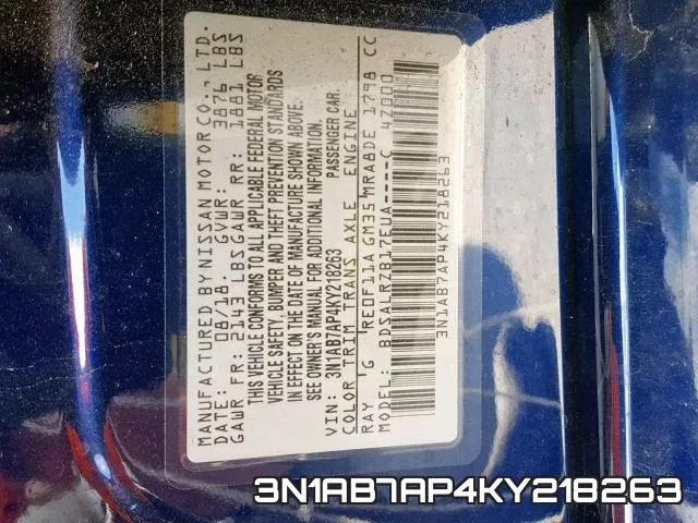 3N1AB7AP4KY218263 фото 2