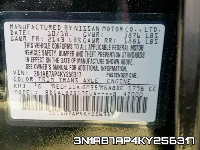 3N1AB7AP4KY256317 фото 2
