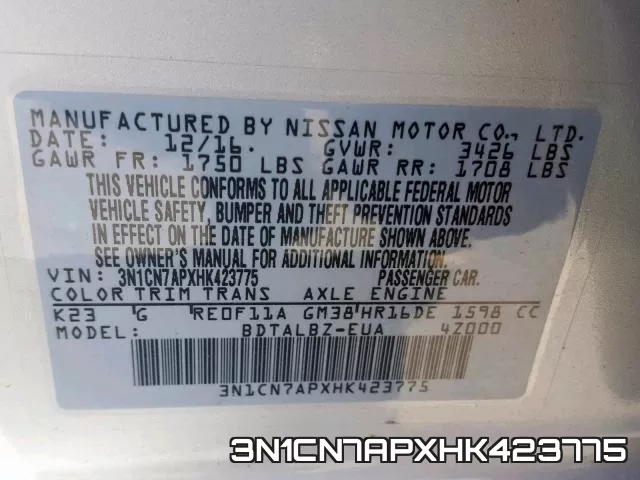 3N1CN7APXHK423775 фото 2
