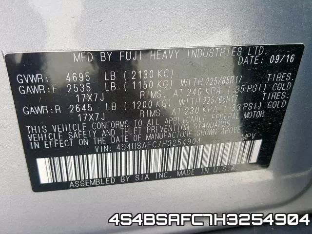 4S4BSAFC7H3254904 фото 2