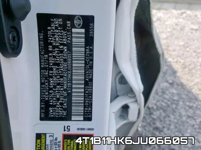 4T1B11HK6JU066057 фото 2