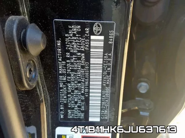 4T1B11HK6JU637613 фото 2