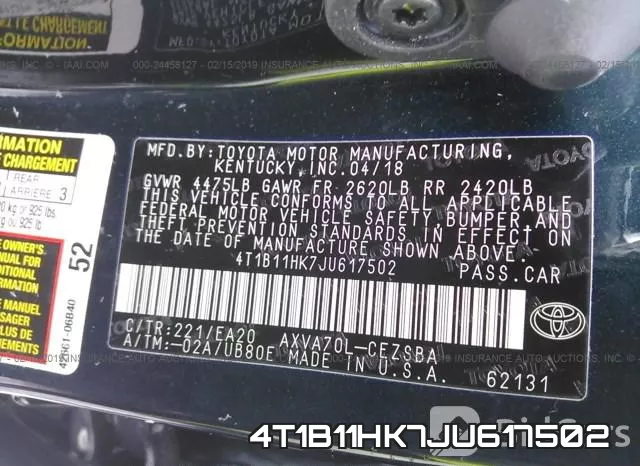 4T1B11HK7JU617502 фото 10