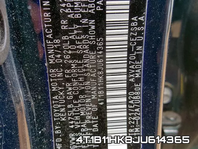 4T1B11HK8JU614365 фото 2