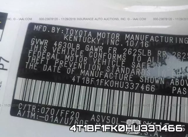 4T1BF1FK0HU337466 фото 9