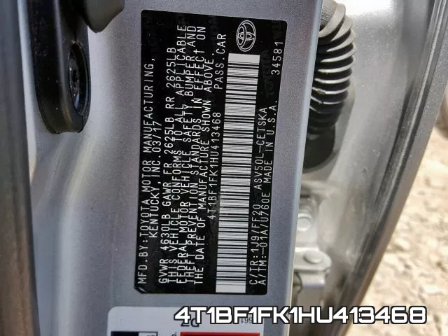 4T1BF1FK1HU413468 фото 2