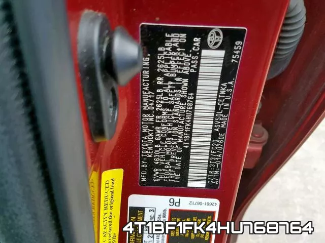4T1BF1FK4HU768764 фото 2