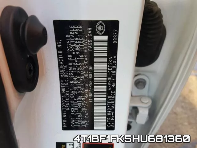 4T1BF1FK5HU681360 фото 2