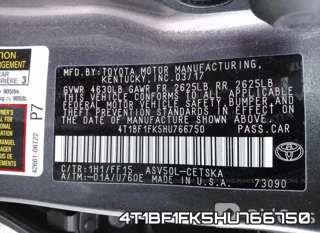 4T1BF1FK5HU766750 фото 10