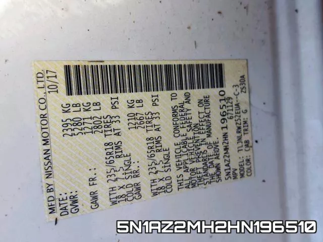 5N1AZ2MH2HN196510 фото 2